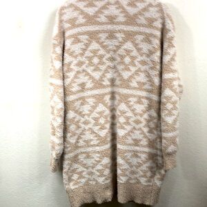 Time And Tru Medium Knit Open Front Cardigan Neutral Tribal Aztec Pattern Cozy